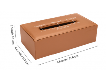 Cladd Tissue Paper Box Cover Leather Handcrafted Rectangular Shape Tan Color Dimension: 8.5x4.6x2.3 Inch