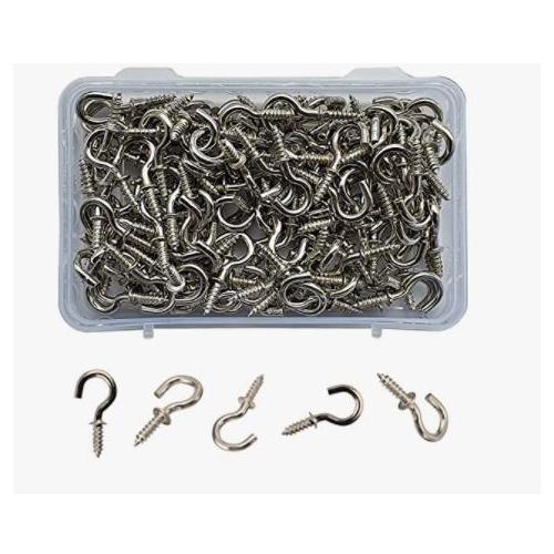 Jaset Innovations Assorted Set - Screw in Cup Hooks – Metal Nickel Plated DIY Self Tapping (25mm / 1.0 inch)