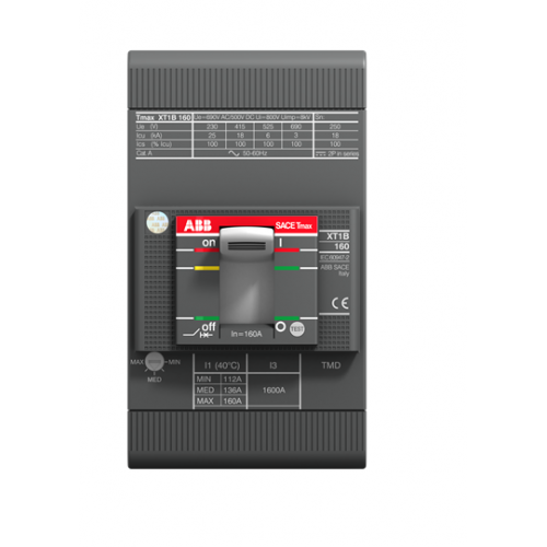 ABB MCCB TMAX XT1C 160 Fixed Three-Pole With Front Terminals And Thermomagnetic Release TMD R 125-1250A, 25Ka 1SDA067398R1