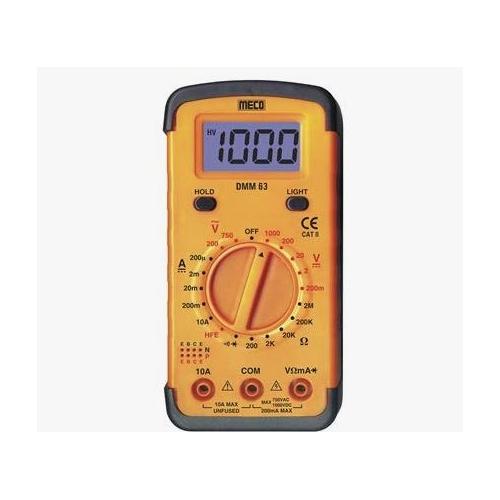 Meco Digital Multimeter, Model- 63 (3 Â½ Digit / 2000 Count Digital Multimeter With Backlight With Hfe (Transistor Test), Backlight, Audible Continuity, Data Hold And Diode Test)