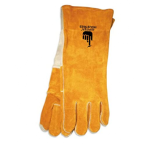 Jupiter Industries Heavy Duty Industrial Welding Leather Gloves with Inner Outer Leather Lining Abrasion and Heat Resistant