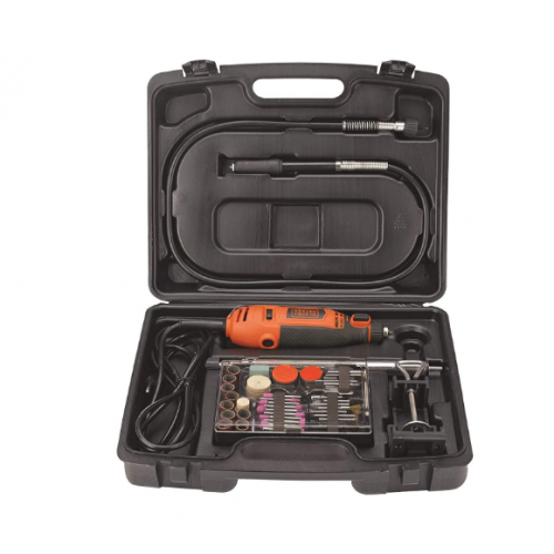 Black +Decker RT18KA-IN Kit Box For Grinding, Polishing, Engraving, Cutting, Sanding & Finishing, 180W Electric Rotary Tool With 114 pc Accessories