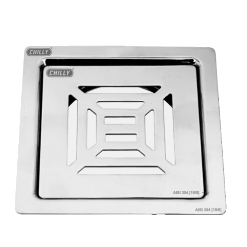 Chilly  Gloss Finish Convertible Ring Grating Square Square Ringo Design Flat Cut Overall Size 127 x127mm CRG-SSRDFC-127, Drain Pipe 100mm