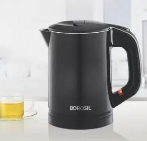 Borosil Eva 1 Litre 1350 Watts Electric Kettle (Detachable Base, BKE1LSSB21, Black)