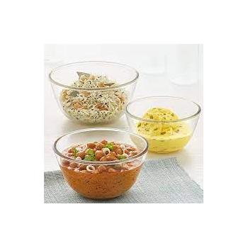 Borosil Mixing Bowl With White Lid Set of 3 ( 500 ml + 900 ml + 1.3 Ltr ), SKU - IH22MBN6913EC