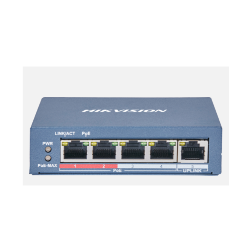 Hikvision 4-Ports 100Mbps Unmanaged PoE Switch, Model - DS - 3E0105PEM