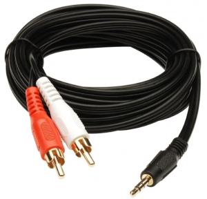 3.5mm Stereo Audio Male To 2RCA Male Cable 1.5 Mtr