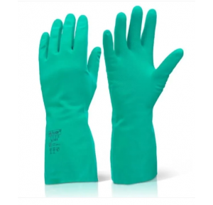 Nitrile Rubber Hand Gloves Acid Proof, No 7, Green