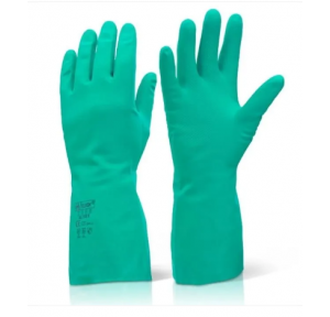 Nitrile Rubber Hand Gloves Acid Proof, No 9, Green