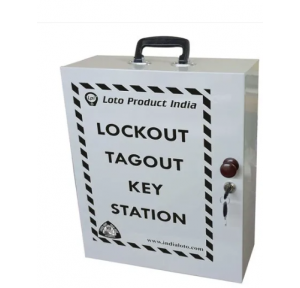 MS Powder Coated Lockable Key Station With Front Side Transparent Acrylic Cover And Lock 10 X 9 X 2 Inch, Grey For 20 keys