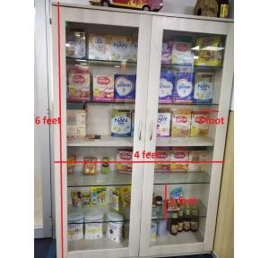 Wooden Prelaminated Showcase With 5 Shelves & Glass Door, Wooden Thickness - 10mm