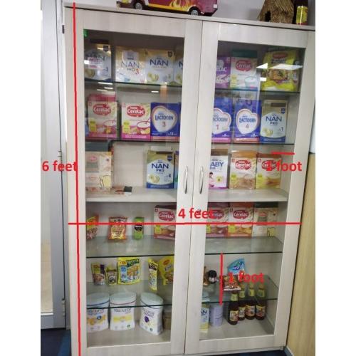 Wooden Prelaminated Showcase With 5 Shelves & Glass Door, Wooden Thickness - 10mm