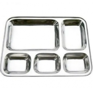 Rectangular Silver Stainless Steel Mesh Thali