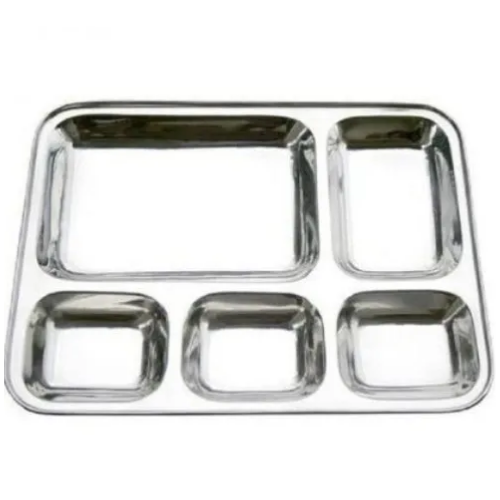 Rectangular Silver Stainless Steel Mesh Thali