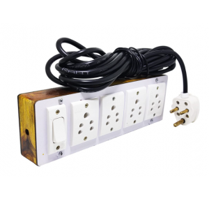 Skywell Wooden Material Portable Electric Switch Board Spy Guard Extension Board 1 Switch 4, Plug ,10Meter Wire With 1 Attached 3 Pin Power Plug