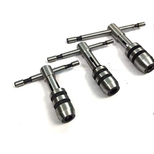 T-Handle T Type Tap Wrench Set of 3 Pieces Solid Collect Jaws (1/16