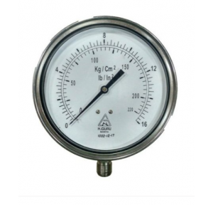 H Guru Pressure Gauge Oil Type With Glycerin 0-1 Kg/Sqcm, 4 Inch