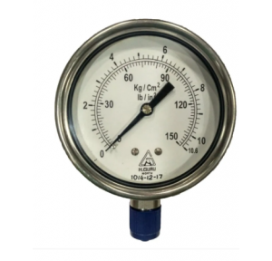 H-Guru Pressure Gauge Oil Type With Glycerin 0-07 kg/cm2, 4 Inch