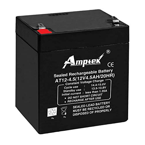 Amptek Black Sealed Rechargeable 12V 4Ah, Model - AT12-4.5