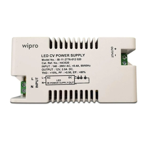 Wipro LED Driver LED CV Power Supply, 25W, 2000mA, 140-280V, H43520, BI-11-2776-012020