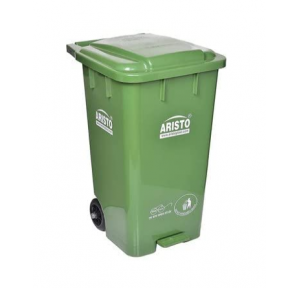 Aristo Wheel Waste Bin With Pedal, Black, 120 Ltr