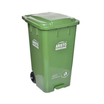 Aristo Wheel Waste Bin With Pedal, Black, 120 Ltr