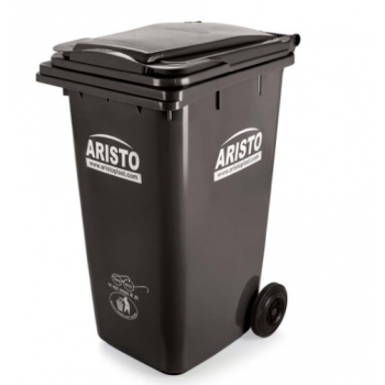 Aristo Wheel Waste Bin With Pedal, Black, 120 Ltr