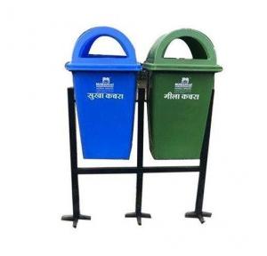 Nilkamal Double Compartment Dustbin Each With Stand Plastic 50 Ltr