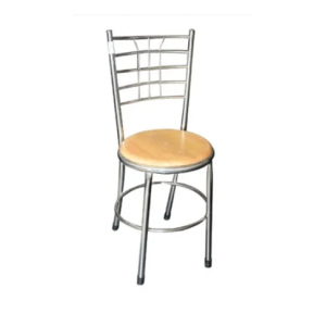 SS 202 Chair With Wooden Platform 16 Inch, Pipe: 1 Inch, Height:18 Inch
