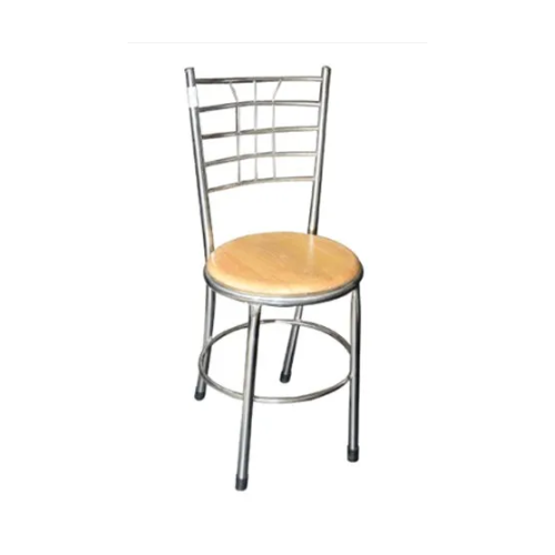 SS 202 Chair With Wooden Platform 16 Inch, Pipe: 1 Inch, Height:18 Inch