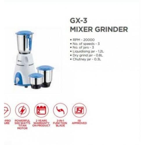 Bajaj GX-3,500 W Mixer Grinder (3 Jars)