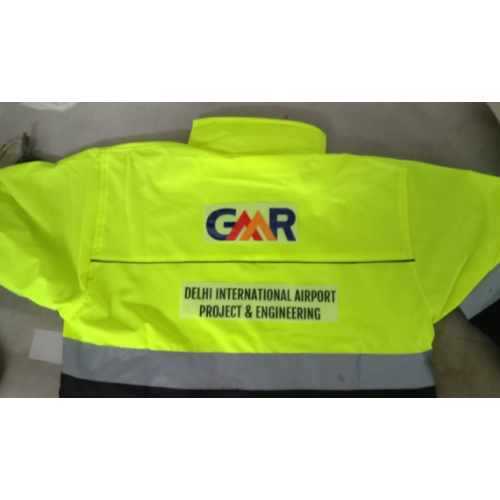 GMR-Dial Logo (Big) On Back Side Of Saftety Jacket, Size - 9 X 4 Inch