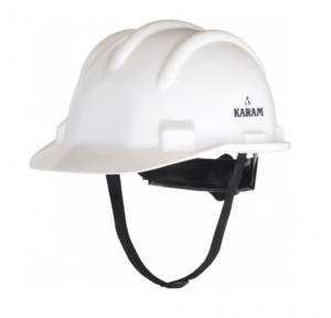 Karam PN521 Ratchet Type White Safety Helmet with company logo