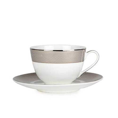 Porcelain White Gold Line Cup & Saucer,  145Ml