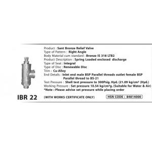 Sant IBR-22 Bronze Pressure Relief Valve