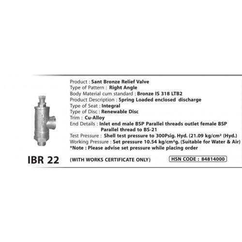 Sant IBR-22 Bronze Pressure Relief Valve