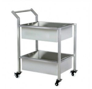 Soiled Dish Bussing Trolley SS 2-Tier 700 x 500 x 150mm With Small Wheels & Handle 150mm 18 Gauge , Body Sheet SS 304