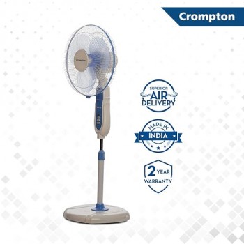 Crompton High Flo 400 MM (16 Inch) 50W Pedestal Fan High Speed 3 Blade White