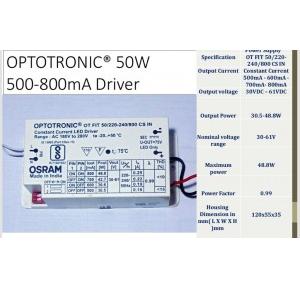 Osram Optotronic Driver, 50W,350-800mA, 120-277V, OT50W/UNV/800C/2DIMLT2/P6