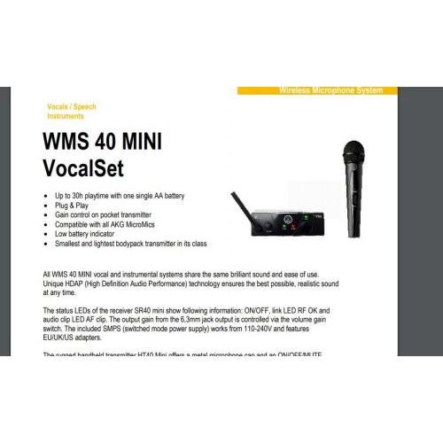 AKG Wireless Microphone System WMS40 Mini Single Vocal Set