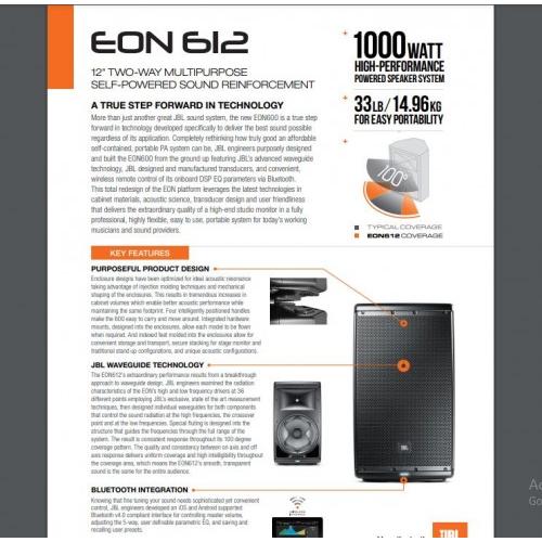 JBL Wireless Speaker Professional EON612 1000W Bluetooth