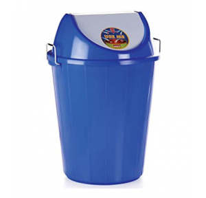 Aristo Square Plastic Garbage Trash Bucket Dustbin With Swing Lid 16 Litre 28Cm x 38.1Cm  Blue