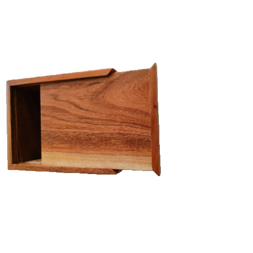 Acacia Wood Box With Cane Natural Finish Two Side Cane  9 X 7 X 4 Inches  Solid Wood Sliding Lid