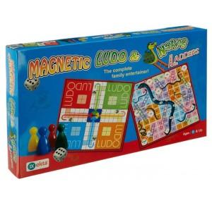 Ekta Magnetic Ludo Snakes And Ladders Board Game For Kids, Multicolor, 26 x 8 x 5 Cm