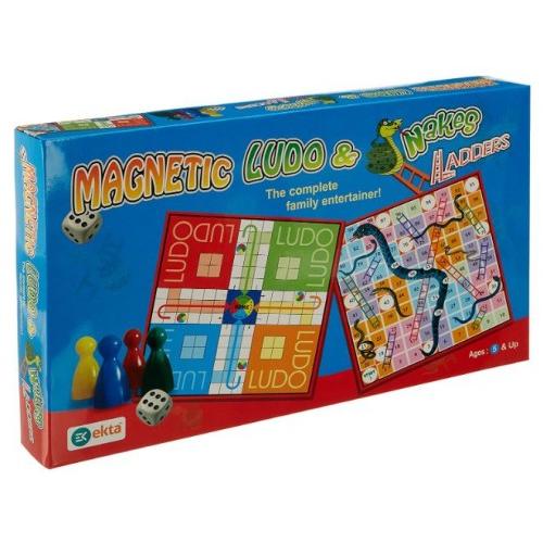Ekta Magnetic Ludo Snakes And Ladders Board Game For Kids, Multicolor, 26 x 8 x 5 Cm