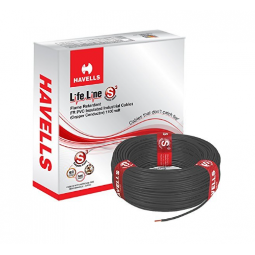 Havells PVC Flexible Copper Wire 1.5  Sqmm Single Core Black 90 Mtr