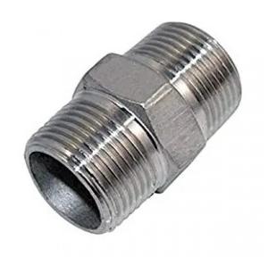 Brass Chrome Plated Hex Nipple 1/2 Inch To 1/2 Inch Diameter Male Threaded 1 Inch Length