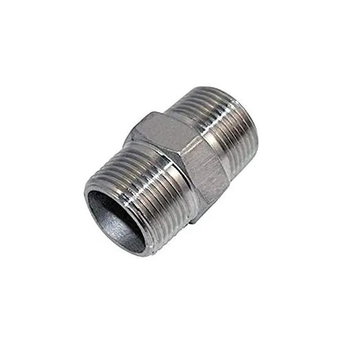 Brass Chrome Plated Hex Nipple 1/2 Inch to 1/2 Inch Diameter Male Threaded Length 1 Inch