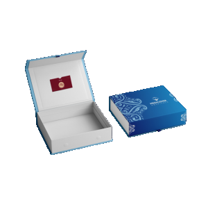 Card Board Box 350 mm L x 220mm W x 160mm H,Kappa 2mm With Front flap Magnetic Opening With Custom Print On Top And Matt Laminated Inner Plate White