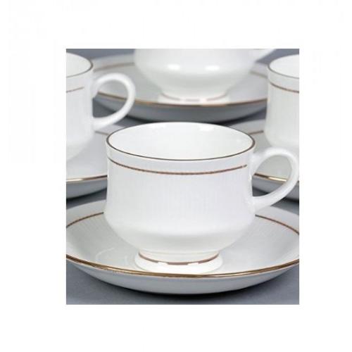 Porcelain White Cup And Saucer With Gold Line